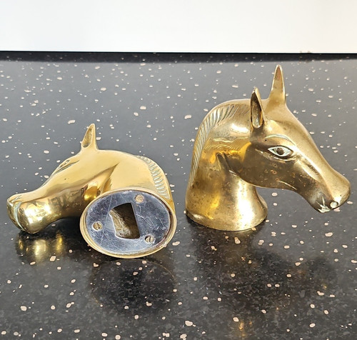 Pair brass horse - pair, of