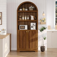 72" Walnut Arched Bookcase
