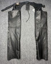 Silver Bike Leather Chaps Mens XXS Black Adjustable Motorcycle Riding Gear Biker