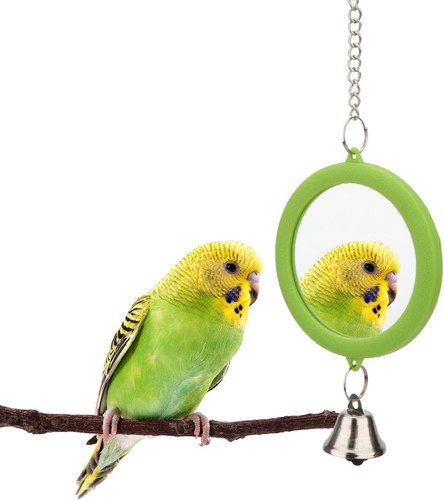 Pet bird mirror with bell - bird,