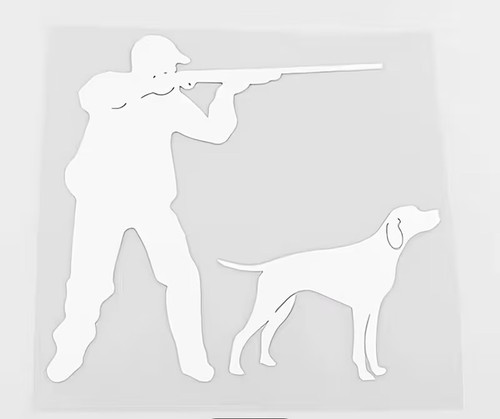 Hunter with dog hunting car - with,