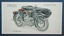 HUMBER Flat Twin Motor-cycle Side Car Outfit   Vintage 1920's Card  EE14M