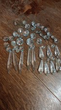 Vintage Chandelier Crystal Glass Drops X 13 + round chandelier fixtures 