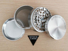 Silver Space Case Herb Grinder 63mm 4-piece / part Large Spacecase UK SELLER