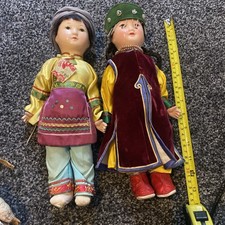 2 VINTAGE ORIENTAL, ASIAN, CHINESE DOLLS BEAUTIFUL COSTUMES (D1)
