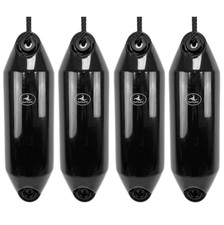 4 x HURRICANE Boat Fenders:BLACK PM02 - FREE SPLICED END 10MM ROPE