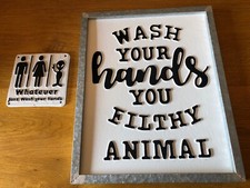 Funny " Bathroom/ Toilet" Signs x2 Metal. House Toilet