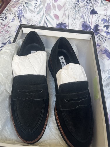 Black suede loafer - black, dune