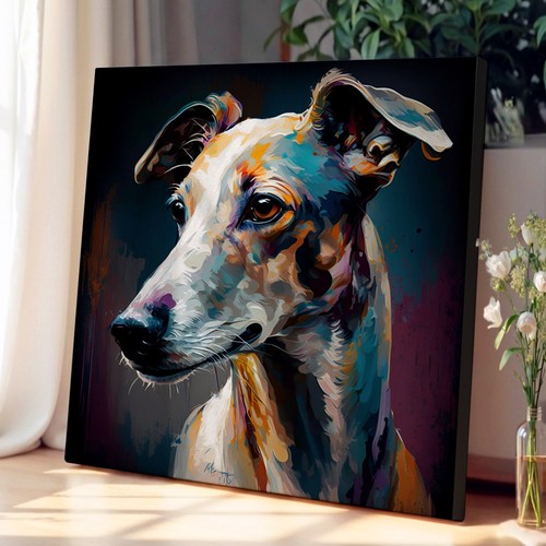 Whippet painting canvas wall - whippet,