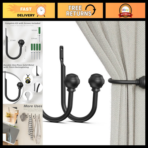 Black curtain holdbacks 2pcs - curtain,