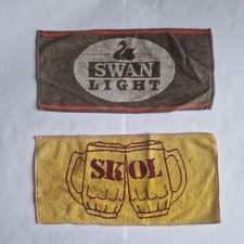 2 Rare Vintage Swan Light Skol Pub Bar Beet Towels Breweriana