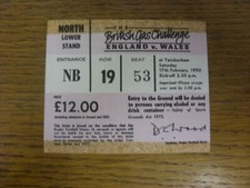 17/02/1990 Rugby Union Ticket