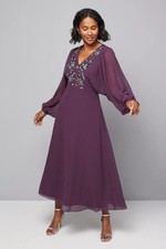 Wallis Plum Fit & Flare Dress Womens Occasion Dresses