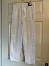 M&S Women's White Linen Trousers Size 8
