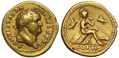 Titus caesar gold aureus - as,