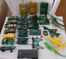 Joblot Vintage WW2 Military Vehicles, 1.32 scale, 70s Toys Plastic in VGC