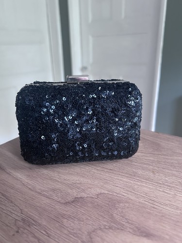 Black sequin clutch bag box - bag,