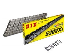 DID 520VX3 X-Ring bike chain open pitch 520 / 118 links +clip lock