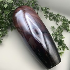 LARGE 13.5” Glass Vase Purple/Burgundy Gradient - Marble-Effect High-Gloss 2.3kg