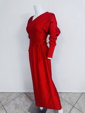 Lanvin Vintage 80s Red Silk Satin Gown Lined In Orange Made In France FR38