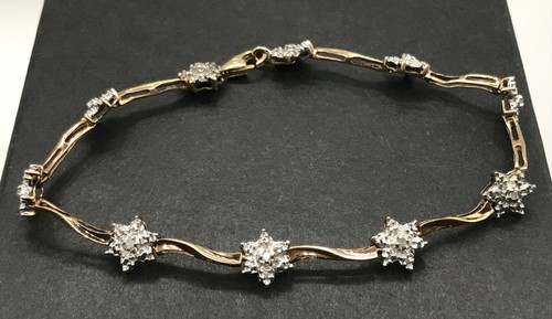Solid 9ct gold diamond - diamond, cluster