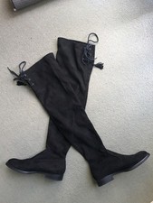 Ladies black faux suede thigh - faux,