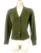 TU Olive Green Soft Thin Knit Relaxed Fit Women's Cropped V-Neck Cardigan UK 8