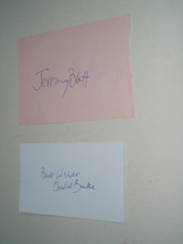 JEREMY BRETT & DAVID BURKE   Sherlock Holmes  TV       AUTOGRAPHS ON  PAGES