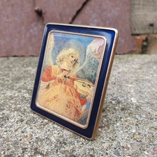 Miniature Picture - Angel Playing Violin - Golden Easel Stand - Vatican Museum