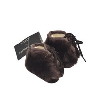 Minimink Faux Fur Baby Booties Chocolate Brown 3 months