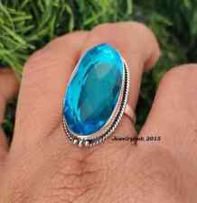 Blue Topaz Ring Gemstone 925 Solid Sterling Silver Every Day Wear All Size MK*