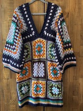 Handmade Crochet Jumper/Dress  | Size M | Retro Festival Style | 1970s 