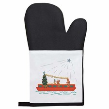 'Christmas On A Narrow Boat ' Oven Glove / Mitt (OG00025372)