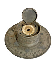 ANTIQUE NAVAL PEWTER INKWELL
