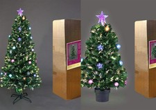 Christmas Tree Pre-Lit Green Fiber Optic LED Light Xmas Home Festive Decor 2-6FT
