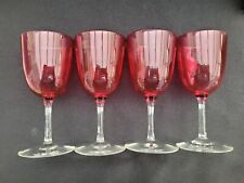 Wine Glasses, Cranberry Glass, Set of 4