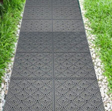 INTERLOCKING PLASTIC GARDEN PATH FLOOR TILES LAWN PAVING WALKWAY PATIO TILE GREY