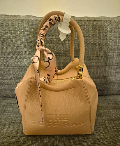 Tote bag small beige pebbled - tote,