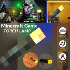 MINECRAFT GAME TORCH LAMP LED NIGHT LIGHT HOME DECORS USB RECHARGEABLE KIDS GIFT