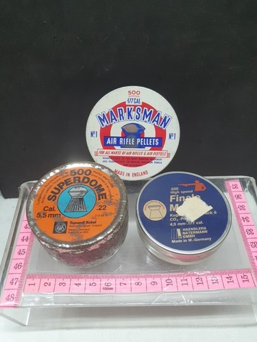 Vintage tins pellets - tins, x3,