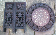 LARGE ANTIQUE  OCTAGONAL FOLDING   ANGLO/ INDIAN   SIDE TABLE CARVED/INLAID TOP