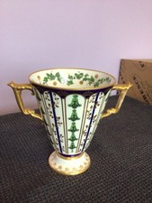 Antique Royal Crown Derby Double Handled   loving Cup /vase   3.75" tall 1890,s