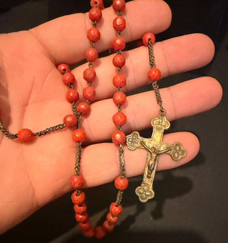 Antique rosary imitation - rosary, coral