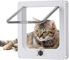 Roxanex Cat Door Large 19.5cm x 18cm Flap Easy to Fit, 4 Way Locking with Magnet