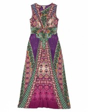 MONSOON Womens Sleeveless Maxi Dress UK 16 Large Multicoloured Paisley DP17