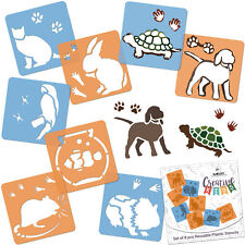 8 pcs Drawing Stencils for Kids / 15x15cm / PETS / Reusable Washable Plastic