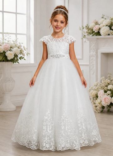 Girls lace flower - girl, dress