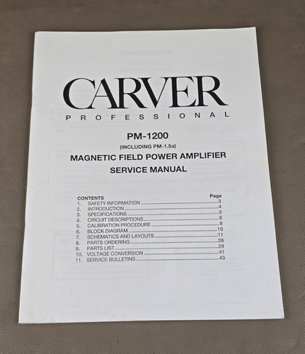 Carver 1200 magnetic - pm-1200, field