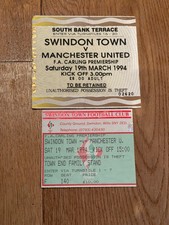 TICKET 1993/94 Swindon Town v Manchester United League - 2 Different Tickets