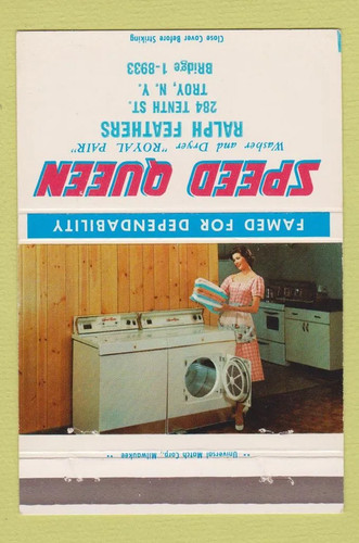 Matchbook cover speed queen - matchbook,